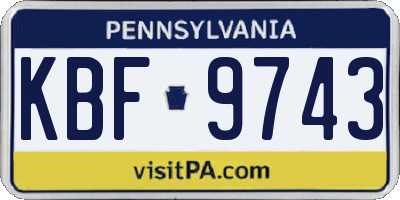 PA license plate KBF9743