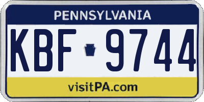 PA license plate KBF9744