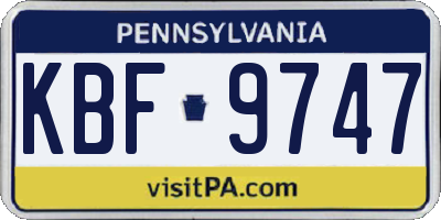 PA license plate KBF9747