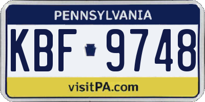 PA license plate KBF9748