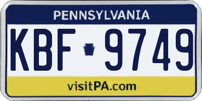 PA license plate KBF9749