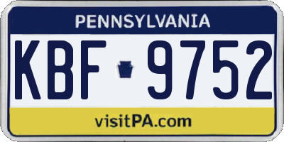 PA license plate KBF9752