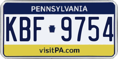 PA license plate KBF9754