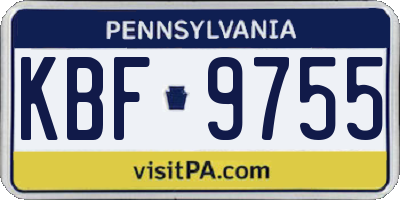PA license plate KBF9755