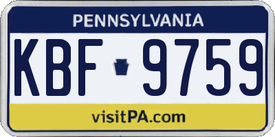 PA license plate KBF9759