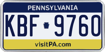 PA license plate KBF9760