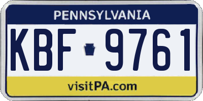 PA license plate KBF9761