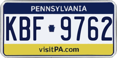 PA license plate KBF9762
