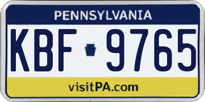 PA license plate KBF9765