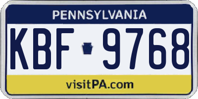 PA license plate KBF9768