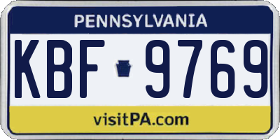 PA license plate KBF9769