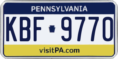 PA license plate KBF9770