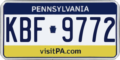 PA license plate KBF9772