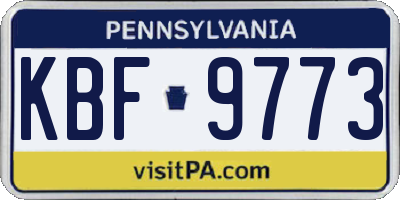 PA license plate KBF9773