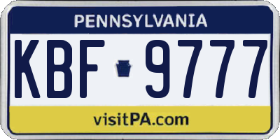 PA license plate KBF9777