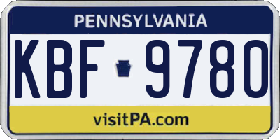 PA license plate KBF9780