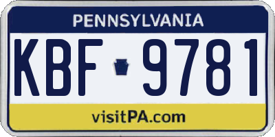 PA license plate KBF9781