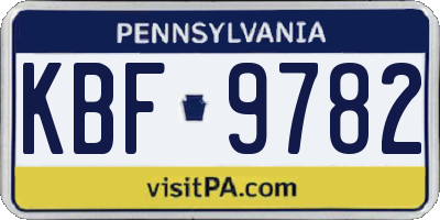 PA license plate KBF9782