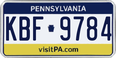 PA license plate KBF9784