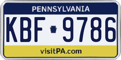 PA license plate KBF9786