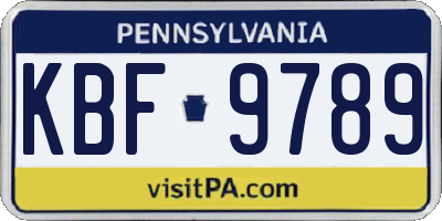 PA license plate KBF9789
