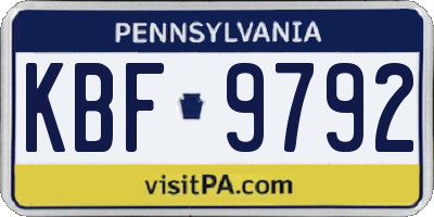 PA license plate KBF9792