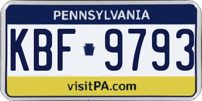 PA license plate KBF9793