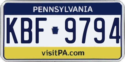 PA license plate KBF9794