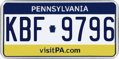 PA license plate KBF9796