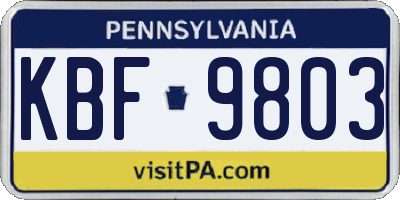 PA license plate KBF9803