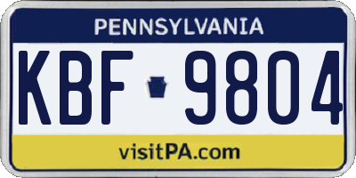 PA license plate KBF9804