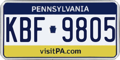 PA license plate KBF9805