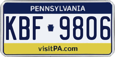 PA license plate KBF9806