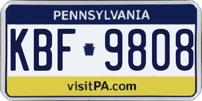 PA license plate KBF9808