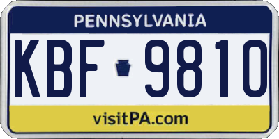 PA license plate KBF9810