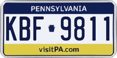 PA license plate KBF9811