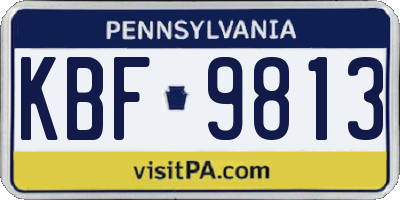 PA license plate KBF9813