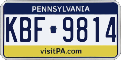 PA license plate KBF9814