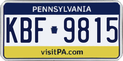 PA license plate KBF9815
