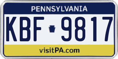 PA license plate KBF9817