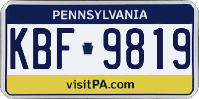 PA license plate KBF9819