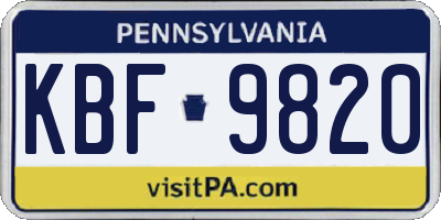 PA license plate KBF9820