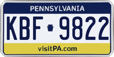 PA license plate KBF9822