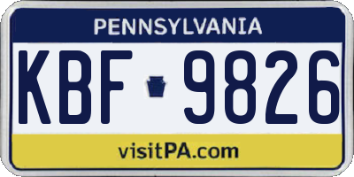 PA license plate KBF9826