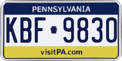 PA license plate KBF9830