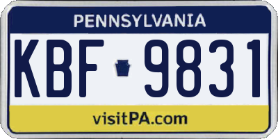 PA license plate KBF9831