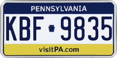 PA license plate KBF9835