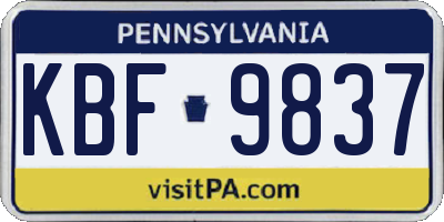 PA license plate KBF9837