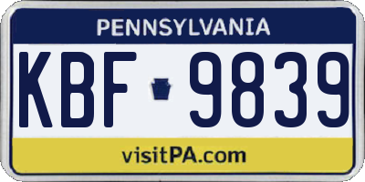 PA license plate KBF9839