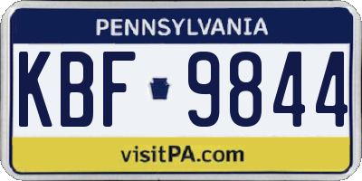 PA license plate KBF9844